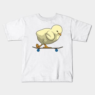 Chick as Skater with Skateboard Kids T-Shirt